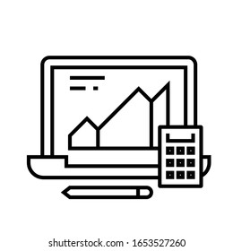 Calculating supplies line icon, concept sign, outline vector illustration, linear symbol.