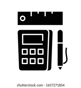 Calculation black icon, concept illustration, vector flat symbol, glyph sign.