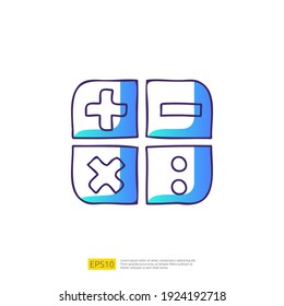 calculation button doodle icon for education and back to school concept. Gradient fill line sign symbol vector illustration