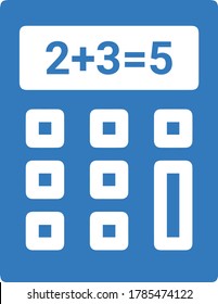 Calculation, calculator icon / blue vector