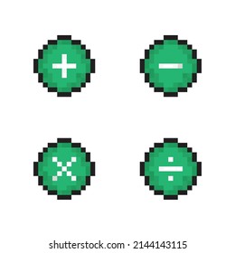Calculation circle button with pixel concept.