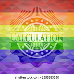 Calculation emblem on mosaic background with the colors of the LGBT flag