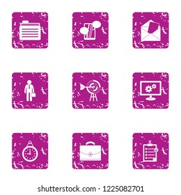 Calculation of finance icons set. Grunge set of 9 calculation of finance vector icons for web isolated on white background