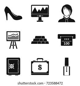 Calculation of finance icons set. Simple set of 9 calculation of finance vector icons for web isolated on white background