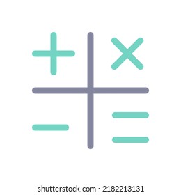 Calculation flat color ui icon. Four rules of arithmetic. Budgeting and accounting. Estimate and count. Simple filled element for mobile app. Colorful solid pictogram. Vector isolated RGB illustration