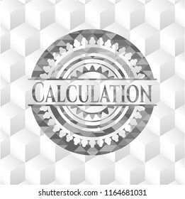 Calculation grey emblem. Vintage with geometric cube white background