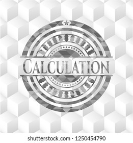Calculation grey emblem. Vintage with geometric cube white background