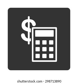 Calculation icon from Commerce Buttons OverColor Set. Vector style is white and gray colors, flat square rounded button, white background.