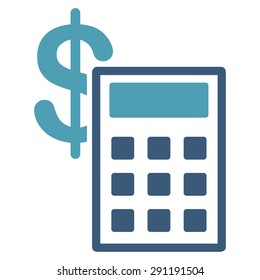 Calculation icon from Commerce Set. Vector style: bicolor flat symbol, cyan and blue colors, rounded angles, white background.
