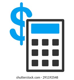 Calculation icon from Commerce Set. Vector style: bicolor flat symbol, blue and gray colors, rounded angles, white background.