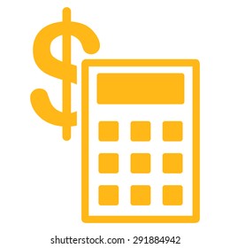 Calculation Icon From Commerce Set. Vector Style: Flat Symbol, Yellow Color, Rounded Angles, White Background.