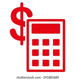 Calculation icon from Commerce Set. Vector style: flat symbol, red color, rounded angles, white background.