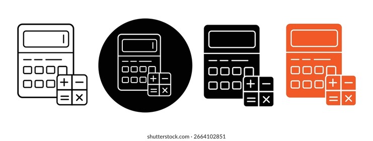 calculation icon in different style vector illustration. two colored and black calculation vector icons designed in filled, outline, line and stroke style can be used for web, mobile