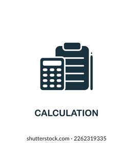 Berechnungssymbol. Einfarbiges einfaches Zeichen aus der Engineering-Kollektion. Berechnungssymbol für Logo, Vorlagen, Webdesign und Infografiken.