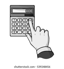 Calculation icon in monochrome style isolated on white background. Money and finance symbol stock vector illustration.