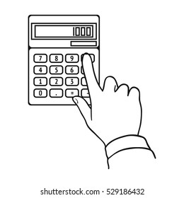 Calculation icon in outline style isolated on white background. Money and finance symbol stock vector illustration.