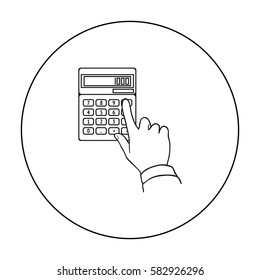Calculation icon in outline style isolated on white background. Money and finance symbol stock vector illustration.