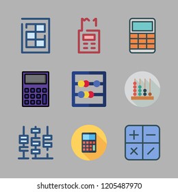 calculation icon set. vector set about abacus, finance book, calculating and calculator icons set.