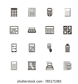 Calculation icons. Perfect black pictogram on white background. Flat simple vector icon.