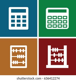 Calculation icons set. set of 4 calculation filled icons such as calculator