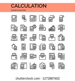 Calculation Icons Set. UI Pixel Perfect Well-crafted Vector Thin Line Icons. The illustrations are a vector.