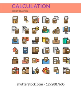 Calculation Icons Set. UI Pixel Perfect Well-crafted Vector Thin Line Icons. The illustrations are a vector.