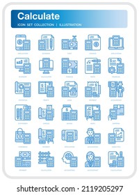 Calculation Icons Set. UI Pixel Perfect Well-crafted Vector Thin Line Icons. The illustrations are a vector.
