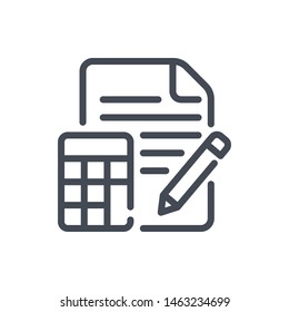 Calculation line icon. Examination vector outline sign.