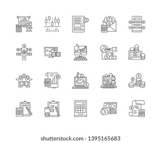 Calculation line icons, signs, vector set, outline illustration concept 