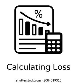 Calculation loss in glyph icon, editable vector 