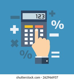 Calculation, mathematics, accountant concept. Colorful flat design icon.  Vector illustration