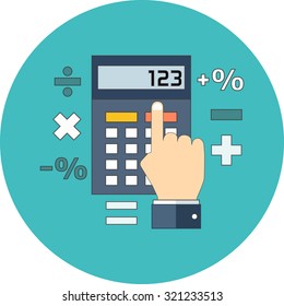 Calculation, mathematics, accountant concept. Vector flat design