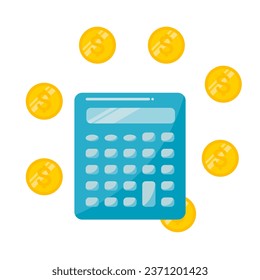 Calculation of money account. Calculator, money saving icon.