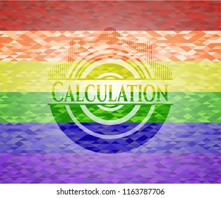 Calculation on mosaic background with the colors of the LGBT flag