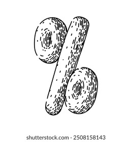 calculation percentage sign hand drawn. finance statistics, increase decrease, ratio proportion calculation percentage sign vector sketch. isolated black illustration