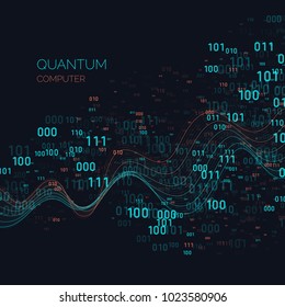 Calculation quantum computer. Analysis and data transfer. Vector illustration