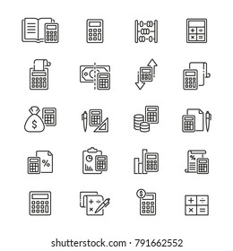 Calculation Related Icons: Thin Vector Icon Set, Black And White Kit
