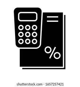 Calculation sheets black icon, concept illustration, vector flat symbol, glyph sign.