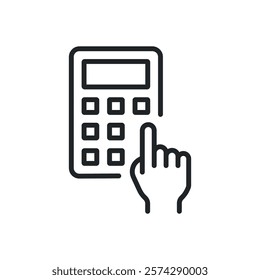 Calculation thin line icons. Perfect pixel on transparent background