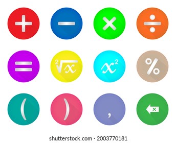 Calculation vector icon, sign, symbol set (good for math, accountant, science application buttons)