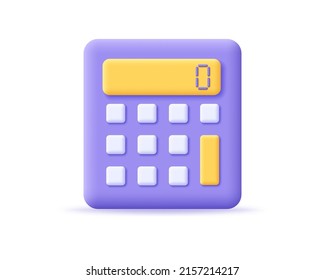 Calculator 3d Icon. Render Math Device Calculate. Concept Of Financial Management. 3d Vector Illustration