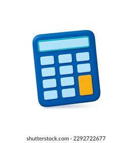 Calculator 3d icons. Financial, banking sign, isolated school tech elements for math. Plasticine render, analytics vector symbol