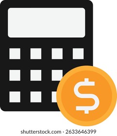 Calculator Accounting Finance Icon Vector Flat Illustration