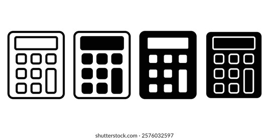 calculator accounting icon vector design black white color simple flat outline and black filled illustration sets