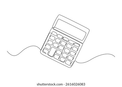 Calculator accounting tool in continuous one line drawing. Single line art illustration of calculator. Editable vector.