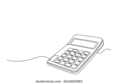 Calculator accounting tool in continuous one line drawing. Single line art illustration of calculator. Editable vector.