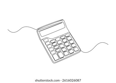 Calculator accounting tool in continuous one line drawing. Single line art illustration of calculator. Editable vector.