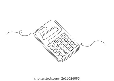 Calculator accounting tool in continuous one line drawing. Single line art illustration of calculator. Editable vector.