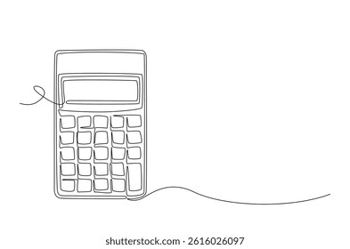 Calculator accounting tool in continuous one line drawing. Single line art illustration of calculator. Editable vector.