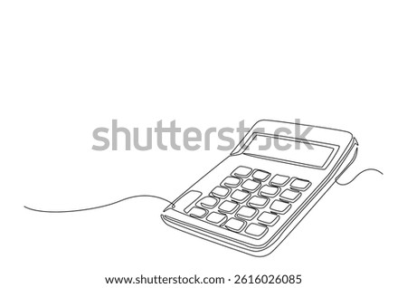 Calculator accounting tool in continuous one line drawing. Single line art illustration of calculator. Editable vector.